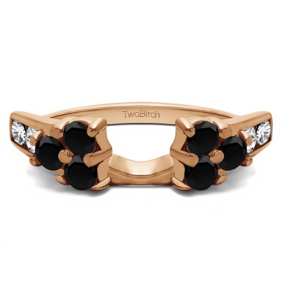 1 Ct. Black and White Cluster ring wrap in Rose Gold