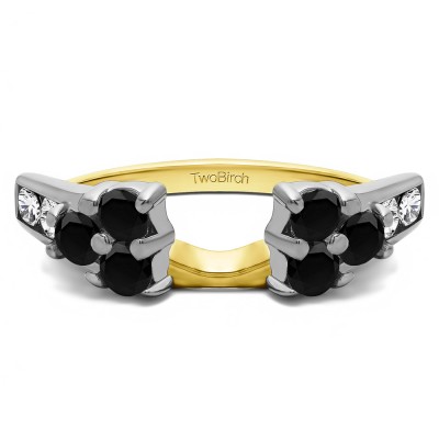 0.76 Ct. Black and White Cluster ring wrap in Two Tone Gold