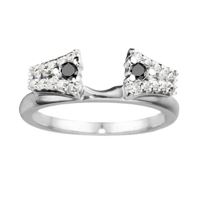 0.3 Ct. Black and White Double Row ring wrap
