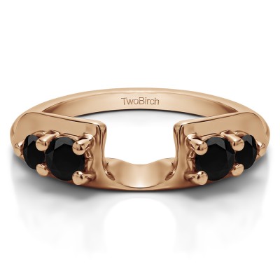 0.48 Ct. Black Graduated Four Stone Round Wedding Ring Wrap in Rose Gold