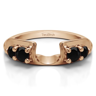 0.48 Ct. Black Graduated Four Stone Round Wedding Ring Wrap in Rose Gold