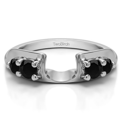 0.48 Ct. Black Graduated Four Stone Round Wedding Ring Wrap