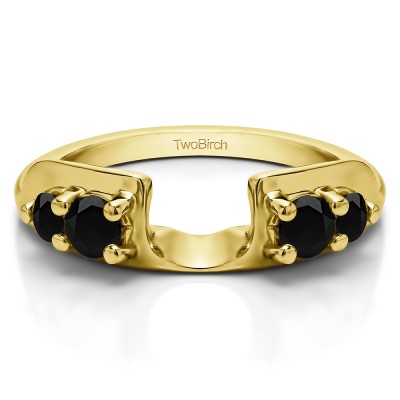 0.25 Ct. Black Graduated Four Stone Round Wedding Ring Wrap in Yellow Gold