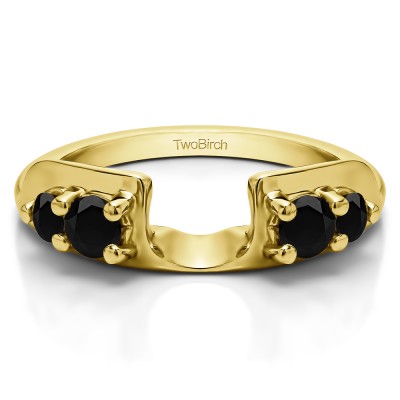 0.48 Ct. Black Graduated Four Stone Round Wedding Ring Wrap in Yellow Gold
