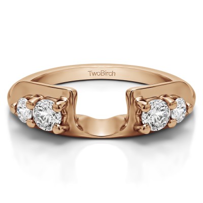 0.25 Ct. Graduated Four Stone Round Wedding Ring Wrap in Rose Gold