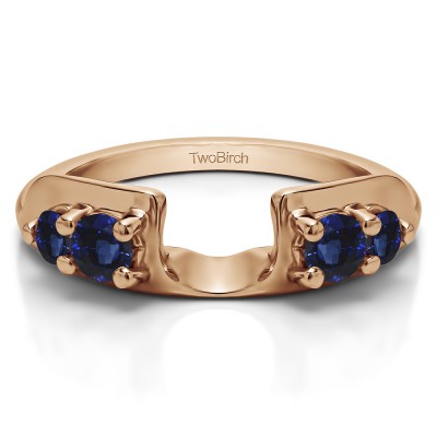0.25 Ct. Sapphire Graduated Four Stone Round Wedding Ring Wrap in Rose Gold