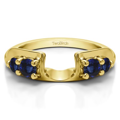 0.25 Ct. Sapphire Graduated Four Stone Round Wedding Ring Wrap in Yellow Gold