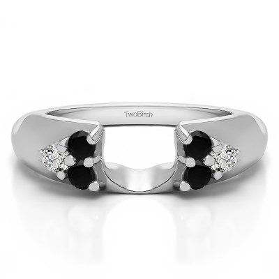 0.48 Ct. Black and White Cluster Prong Wedding ring wrap