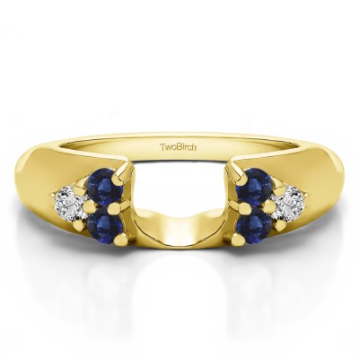 0.24 Ct. Sapphire and Diamond Cluster Prong Wedding ring wrap in Yellow Gold