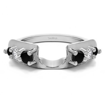 0.5 Ct. Black and White Six Stone Shared Prong Graduated Ring Enhancer