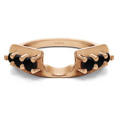 0.25 Ct. Black Six Stone Shared Prong Graduated Ring Enhancer in Rose Gold