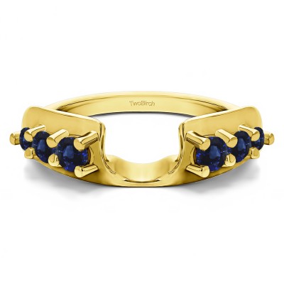 0.25 Ct. Sapphire Six Stone Shared Prong Graduated Ring Enhancer in Yellow Gold