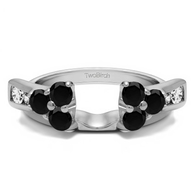 0.73 Ct. Black and White Prong Cluster and Channel Set Ring Wrap Enhancer