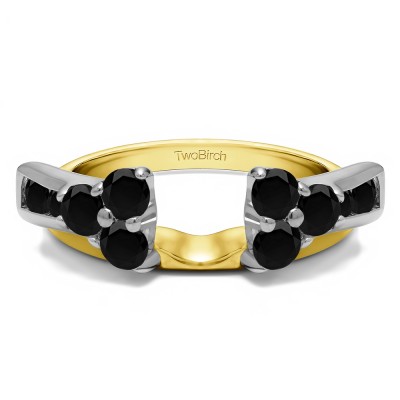 0.5 Ct. Black Prong Cluster and Channel Set Ring Wrap Enhancer in Two Tone Gold
