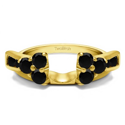 0.73 Ct. Black Prong Cluster and Channel Set Ring Wrap Enhancer in Yellow Gold
