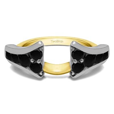 0.5 Ct. Black Round Chevron Wedding Ring Wrap Enhancer in Two Tone Gold