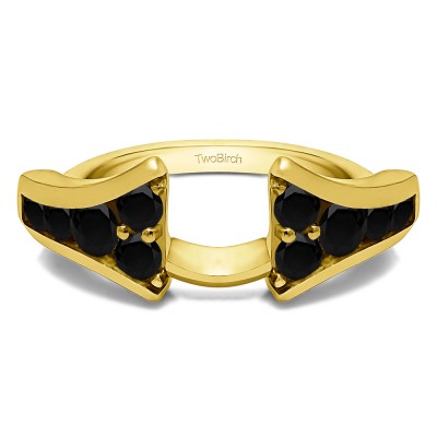 0.5 Ct. Black Round Chevron Wedding Ring Wrap Enhancer in Yellow Gold