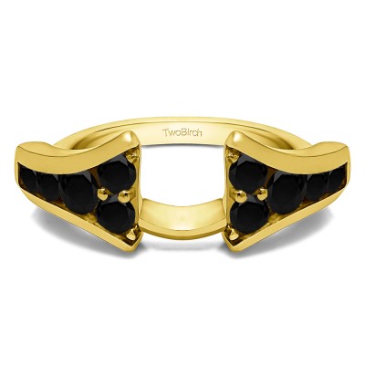 0.5 Ct. Black Round Chevron Wedding Ring Wrap Enhancer in Yellow Gold