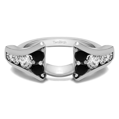 1 Ct. Black and White Round Chevron Wedding Ring Wrap Enhancer