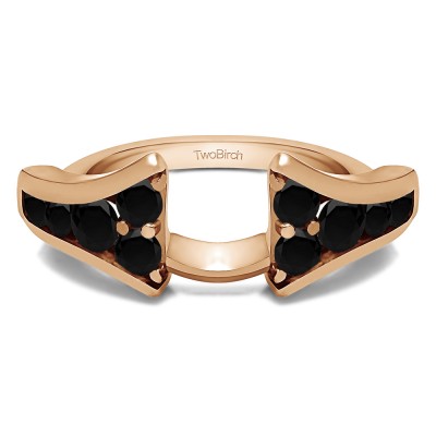 1 Ct. Black Round Chevron Wedding Ring Wrap Enhancer in Rose Gold