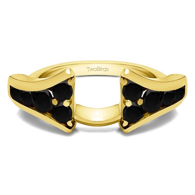1 Ct. Black Round Chevron Wedding Ring Wrap Enhancer in Yellow Gold