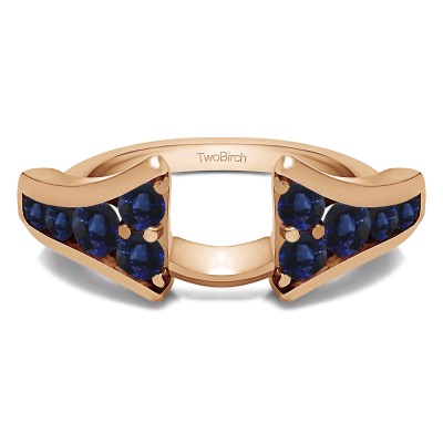 0.25 Ct. Sapphire Round Chevron Wedding Ring Wrap Enhancer in Rose Gold