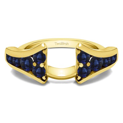 0.25 Ct. Sapphire Round Chevron Wedding Ring Wrap Enhancer in Yellow Gold