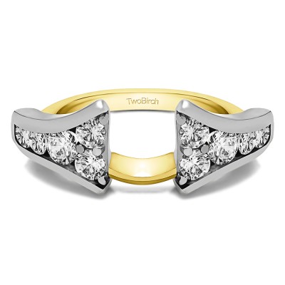 1 Ct. Round Chevron Wedding Ring Wrap Enhancer in Two Tone Gold