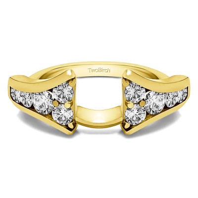 1 Ct. Round Chevron Wedding Ring Wrap Enhancer in Yellow Gold