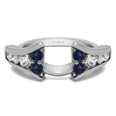 0.25 Ct. Sapphire and Diamond Round Chevron Wedding Ring Wrap Enhancer