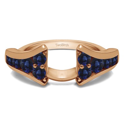 0.25 Ct. Sapphire Round Chevron Wedding Ring Wrap Enhancer in Rose Gold