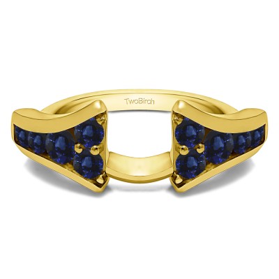 0.25 Ct. Sapphire Round Chevron Wedding Ring Wrap Enhancer in Yellow Gold