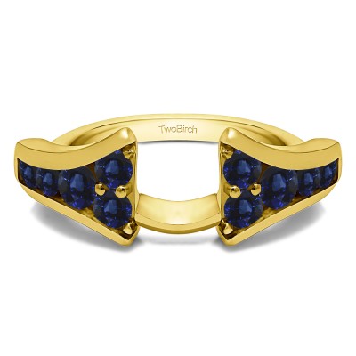 0.25 Ct. Sapphire Round Chevron Wedding Ring Wrap Enhancer in Yellow Gold