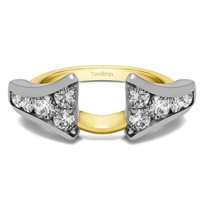 0.25 Ct. Round Chevron Wedding Ring Wrap Enhancer in Two Tone Gold