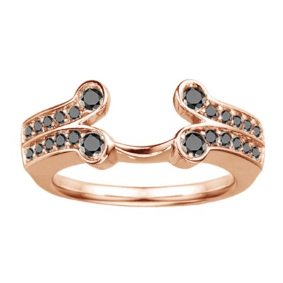 0.5 Ct. Black Bezel Y Double Row Solitaire Ring Wrap in Rose Gold