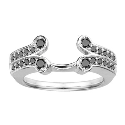 0.5 Ct. Black Bezel Y Double Row Solitaire Ring Wrap