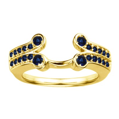 0.5 Ct. Sapphire Bezel Y Double Row Solitaire Ring Wrap in Yellow Gold
