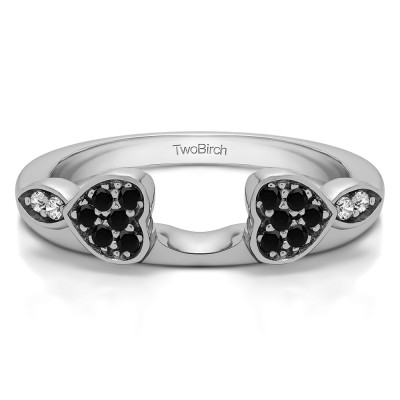 0.16 Ct. Black and White Heart Shaped Anniversary Ring Wrap