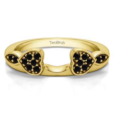 0.16 Ct. Black Heart Shaped Anniversary Ring Wrap  in Yellow Gold