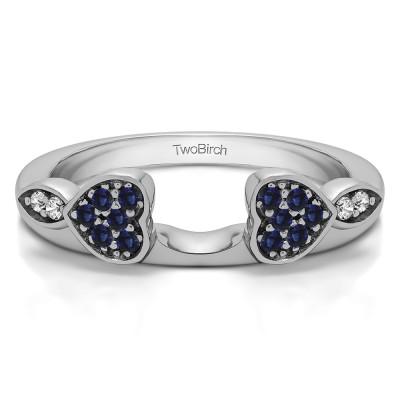 0.16 Ct. Sapphire and Diamond Heart Shaped Anniversary Ring Wrap