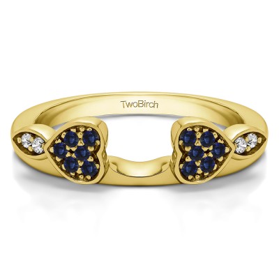 0.16 Ct. Sapphire and Diamond Heart Shaped Anniversary Ring Wrap  in Yellow Gold