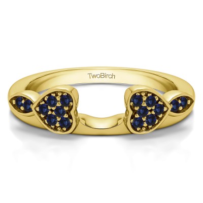 0.16 Ct. Sapphire Heart Shaped Anniversary Ring Wrap  in Yellow Gold