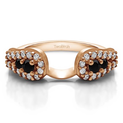 0.49 Ct. Black and White Fishtail Ring Wrap Enhancer in Rose Gold