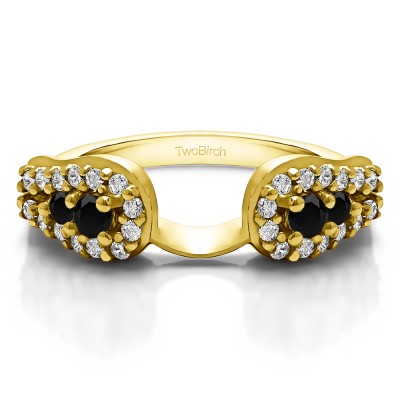 0.49 Ct. Black and White Fishtail Ring Wrap Enhancer in Yellow Gold