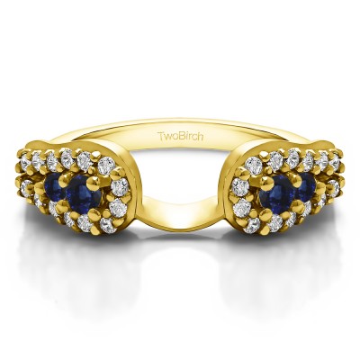 0.49 Ct. Sapphire and Diamond Fishtail Ring Wrap Enhancer in Yellow Gold