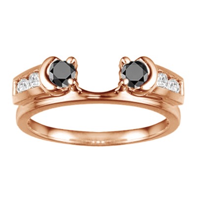 0.48 Ct. Black and White Illusion Half Moon Ring Wrap Enhancer in Rose Gold