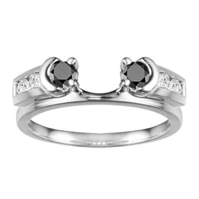 0.48 Ct. Black and White Illusion Half Moon Ring Wrap Enhancer