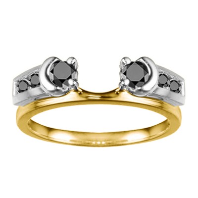 0.48 Ct. Black Illusion Half Moon Ring Wrap Enhancer in Two Tone Gold