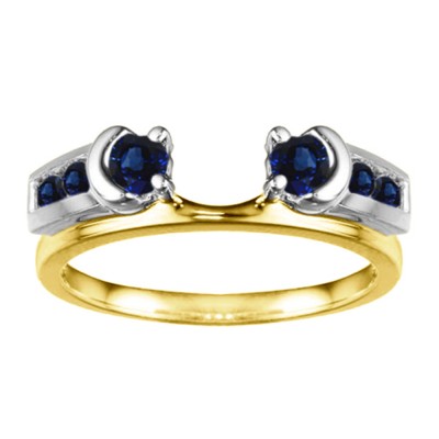 0.48 Ct. Sapphire Illusion Half Moon Ring Wrap Enhancer in Two Tone Gold