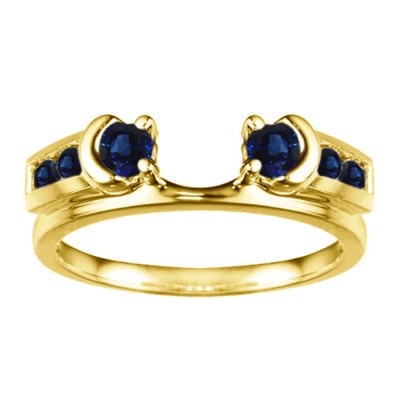 0.48 Ct. Sapphire Illusion Half Moon Ring Wrap Enhancer in Yellow Gold